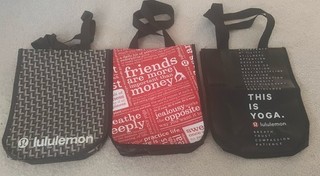 LOT OF 3 NEW Small Lululemon Reusable Shopping Tote Bag/Bags Yoga L & Friends