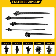 100X Cable Mixed Tie Car Bundled Harness Wire Line Zip Fastener Clip Bands Set C