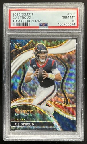 2023 Panini Select C.J. Stroud Tri Color Prizm Club RC #/259 Texans PSA 10