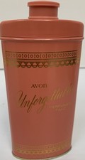 Avon Perfumed Talc Powder Unforgettable Unused Full Can Pretty Geranium Color