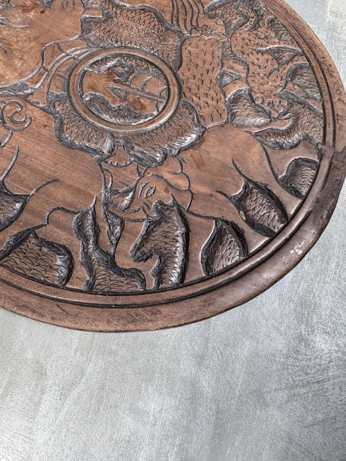 African Hand Carved Wooden Decorative Plate/Platter Double Sided Safari Animals 4