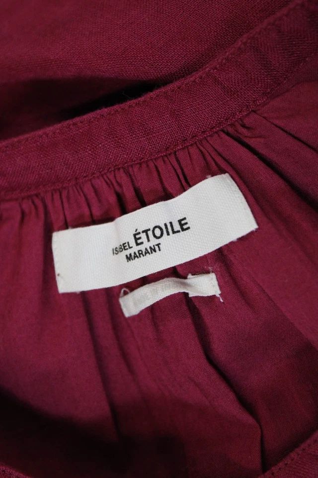 Etoile Isabel Marant Womens Linen Button Down Shirt Raspberry Pink Size EUR 36 - Image 4 of 4