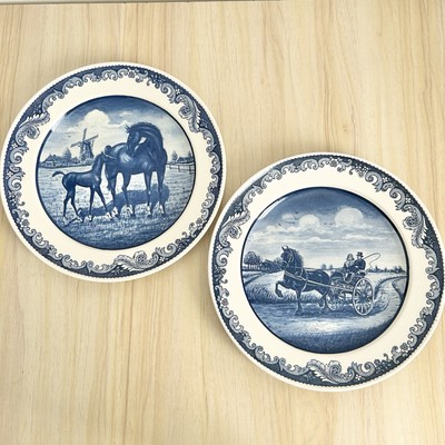 Vintage Delfter Wandteller x2 9,5'' blau Made in Holland hängend Keramik