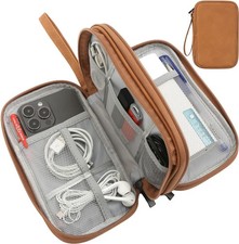 Brown Medium Travel Cable Organizer Pouch Electronic Accessory Carry Case