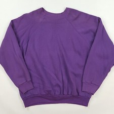 Vintage Blank Purple Faded Plain Raglan Size L USA Made Crewneck Sweatshirt