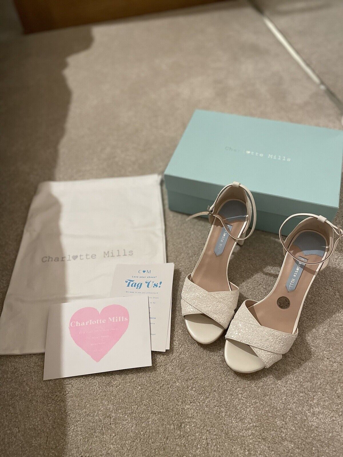 Brand New Charlotte Mills Imogen Pearl Wedding Bridal Mid Heel S