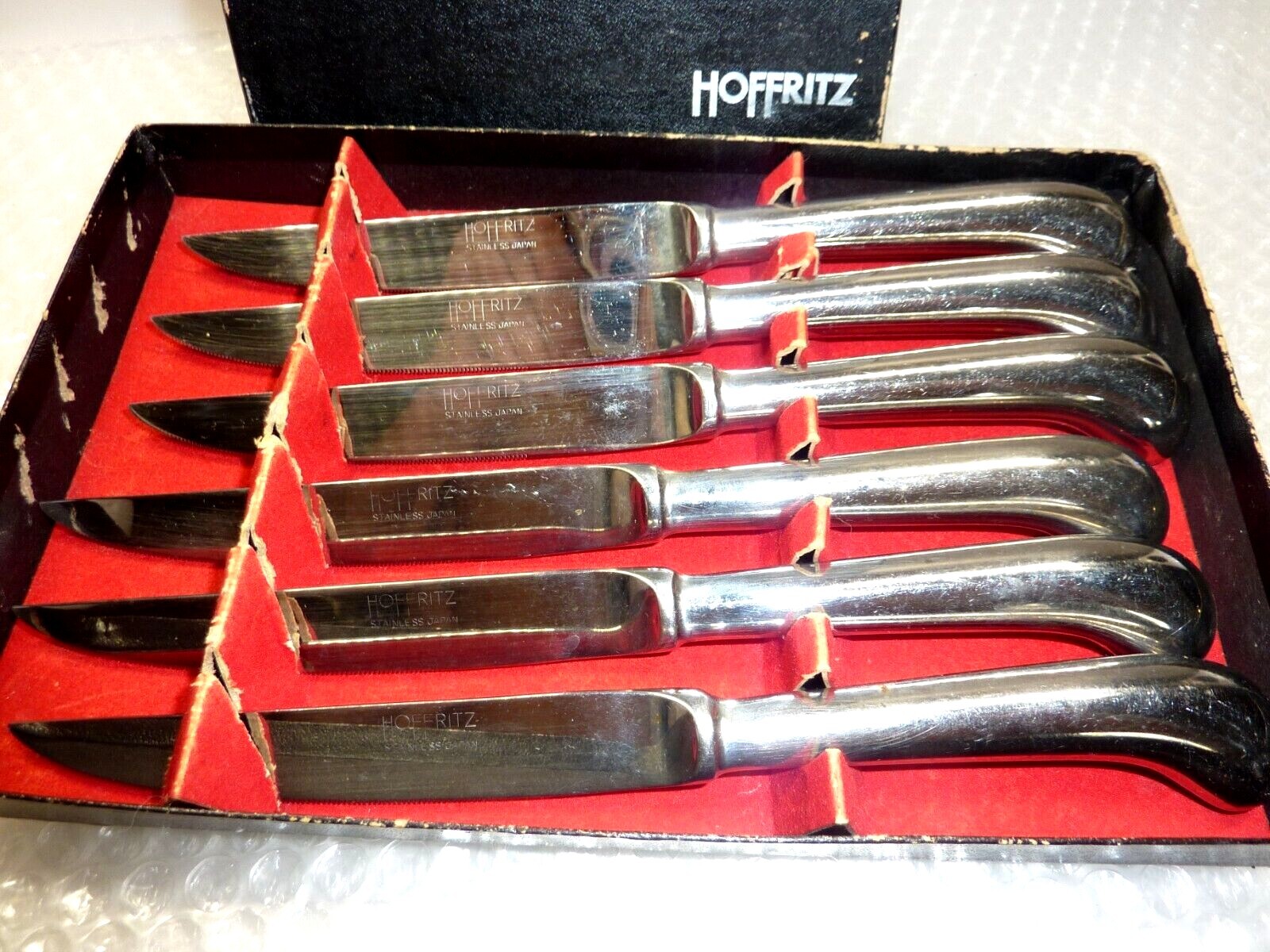 Vintage HOFFRITZ 6 Knife Set 6.75" Solid Stainless Steel Steak Knives