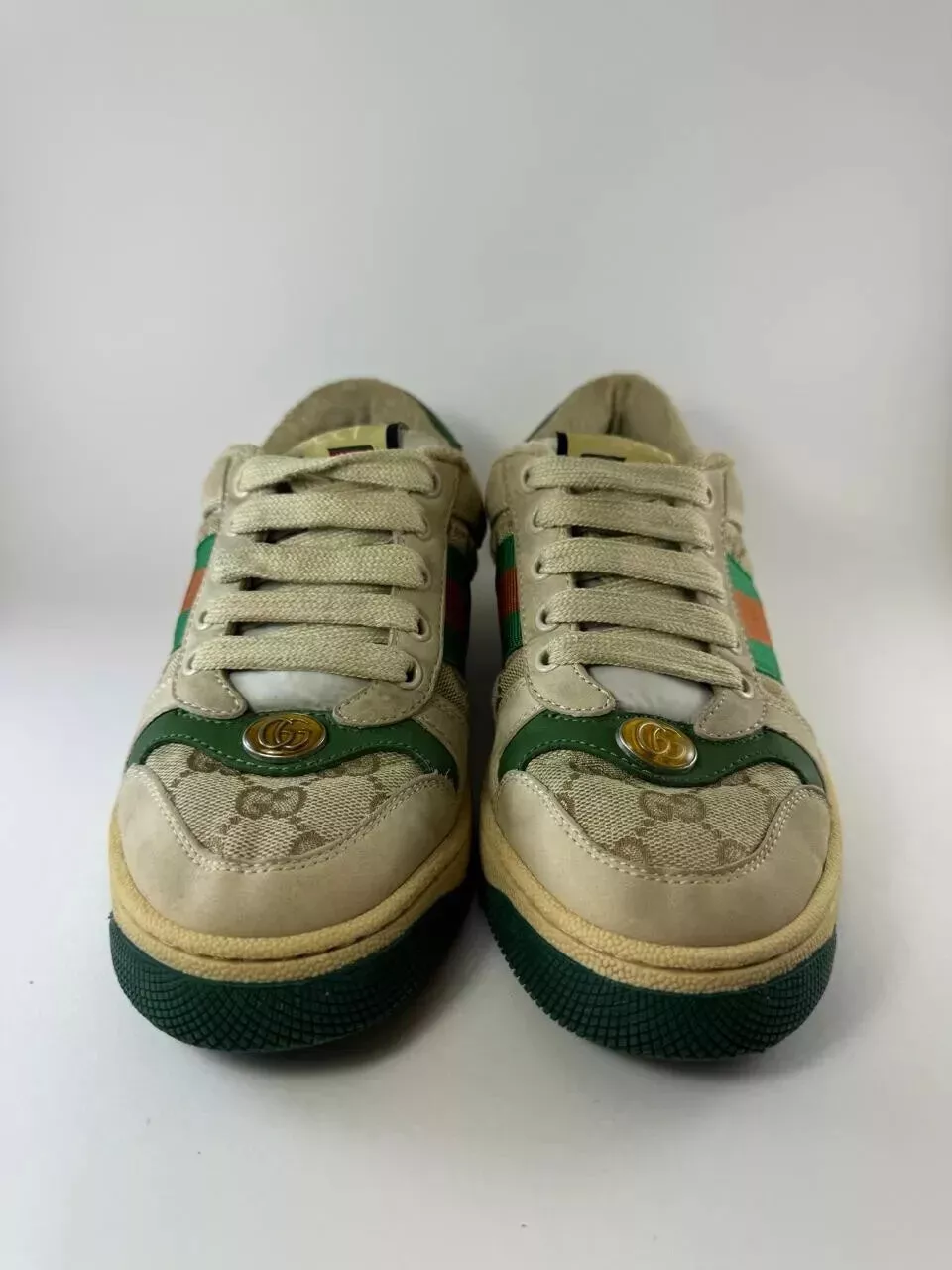 Baskets GUCCI Screener beige et vert EU taille 36 US taille 6,5