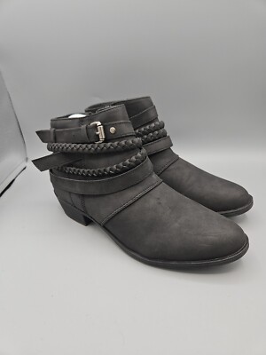 Sugar Womens Tik Tock Black Ankle Boots Booties Strappy Size