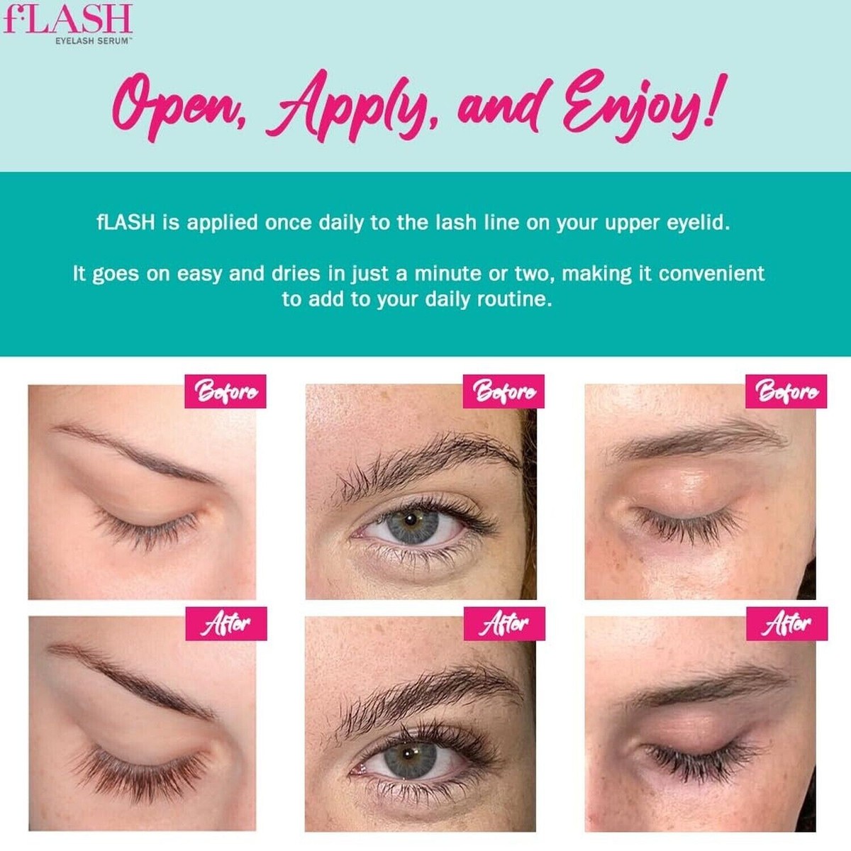 fLASH Eyelash Serum, Serum for Long, Curled Lashes