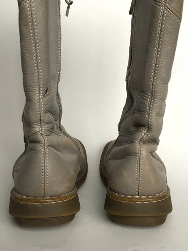 DR MARTENS VINTAGE 10491 MID CALF GREY BIKER WEDGE BOOTS WOMEN'S US8 EU39 UK6 - Picture 4 of 8