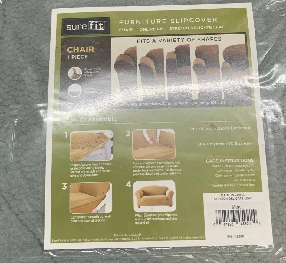 🛋 SUREFIT‼ STRETCH FURNITURE SLIPCOVER DELICATE LEAF MIST CHAIR👌🆕️WITHOUT📦 - Image 4 of 4