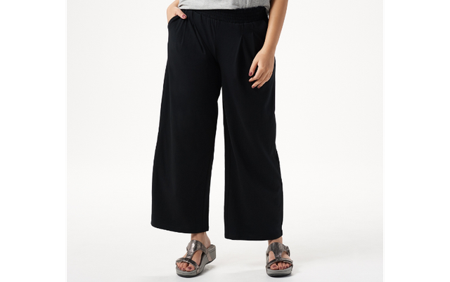 AnyBody Loungewear Petite Cozy Knit Wide-Leg Pants Black PS A347173 QVC | eBay