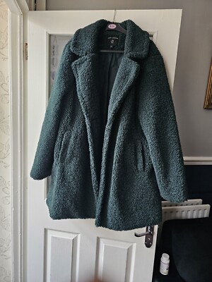 Ladies Coat Teddy Size XL COLOUR GREEN VERY GOOD