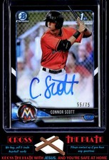 2018 Bowman Draft Chrome Black Ref Auto Connor Scott Marlins 55/75 #CDA-CSC