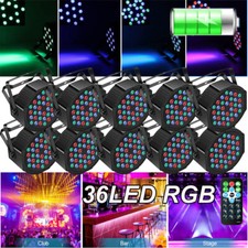 10PCS Rechargeable Par Lights 36W RGB Battery Wireless LED DJ Uplights w/Remote