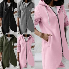 Women Long Sleeve Zip-Up Hooded Jacket Jumper Hoodie Cardigan Coat Sweatshirt