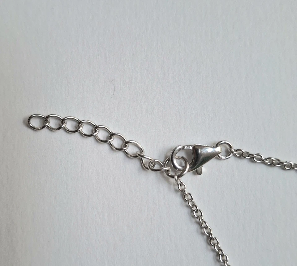 collana in argento 925 con spinello naturale e goccia di cristallo sfaccettata - Immagine 2 di 4