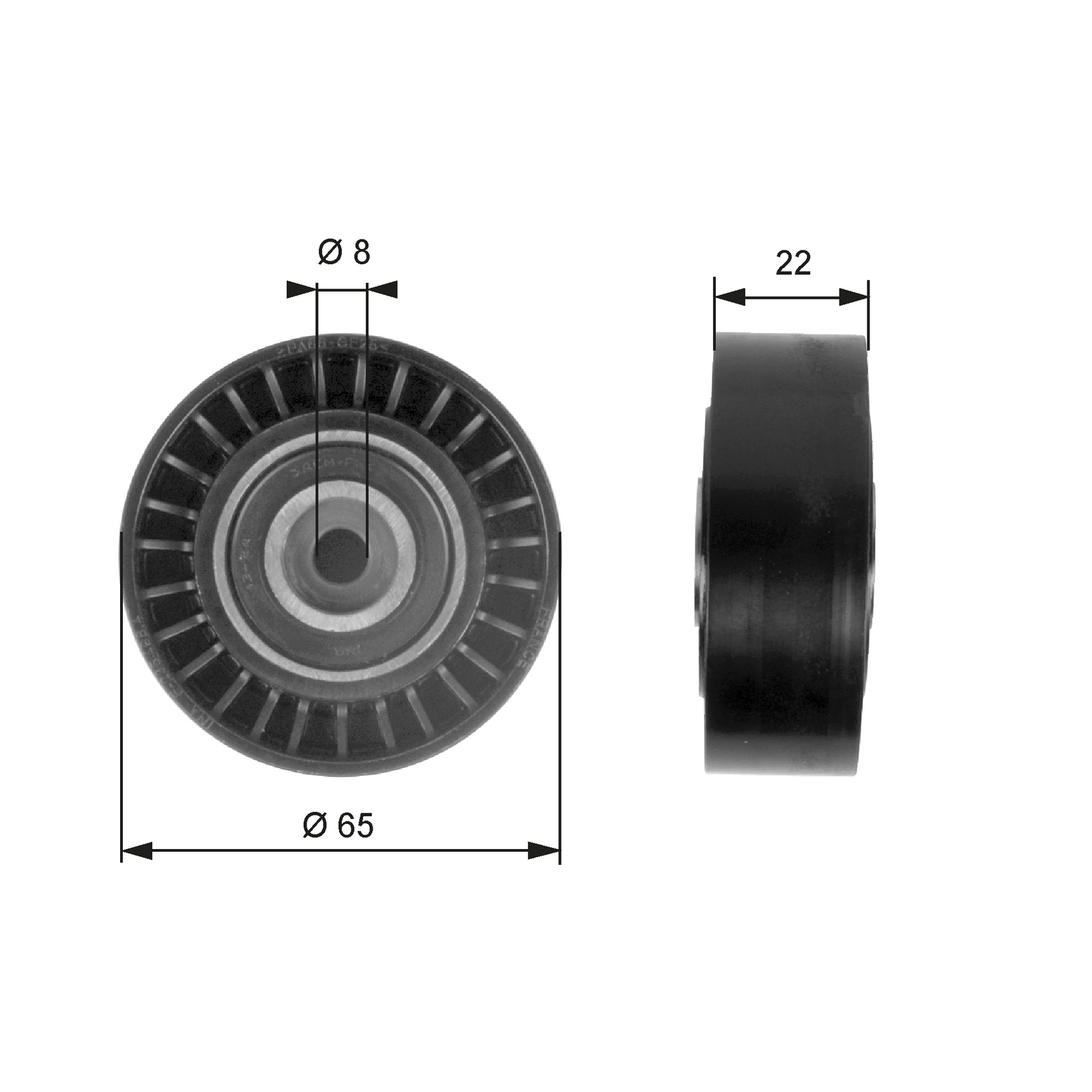 GATES T36258 Deflection/Guide Pulley, V-ribbed belt for MERCEDES-BENZ