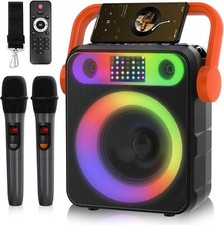 Karaoke Machine with Two Wireless Microphones - Strobe Lights - Portable - NIB
