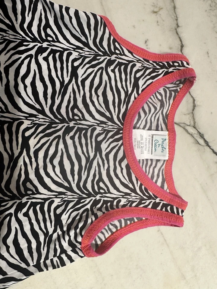 Boutique Peaches 'N Cream Girls Dress Size 2T Zebra Print w Multicolor Ruffles - Image 2 of 4