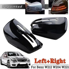 2x Door Side Wind Mirror Cover Cap Gloss Black For Benz W204 W221 W212 2009-2013