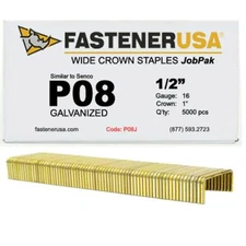 1/2" LEG x 1" CROWN 16GA GALV P08 STAPLES 5,000ct | P08J