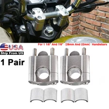 Handlebar Bar Mount Clamps Risers Adaptor 7/8"To1 1/8" For Dirt Pit Bike Silver