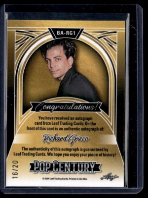 2024 Leaf Pop Century Shimmer Richard Grieco Auto 16/20 | eBay