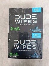 DUDE Wipes - On-The-Go Flushable Wipes - 2 Pack, 60 Wipes - Unscented Extra-Larg