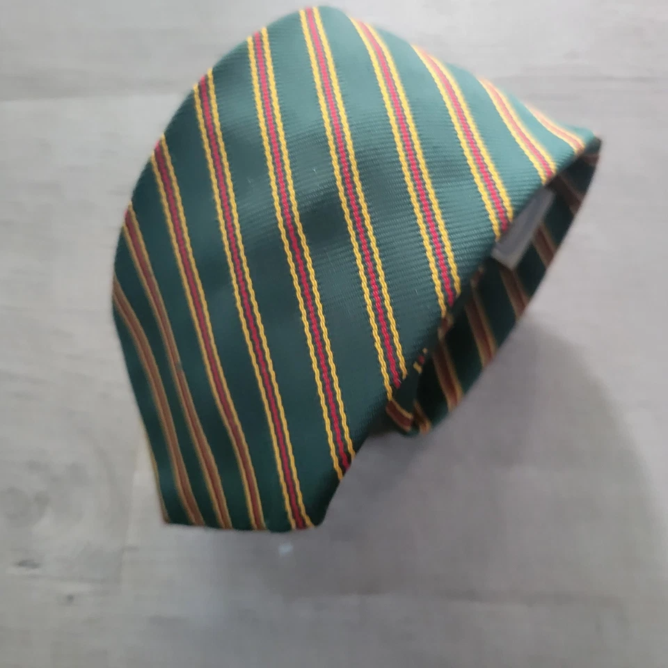 Corbata Burlington Gent para hombre de colección verde dorado rojo a rayas Foto 2 de 4