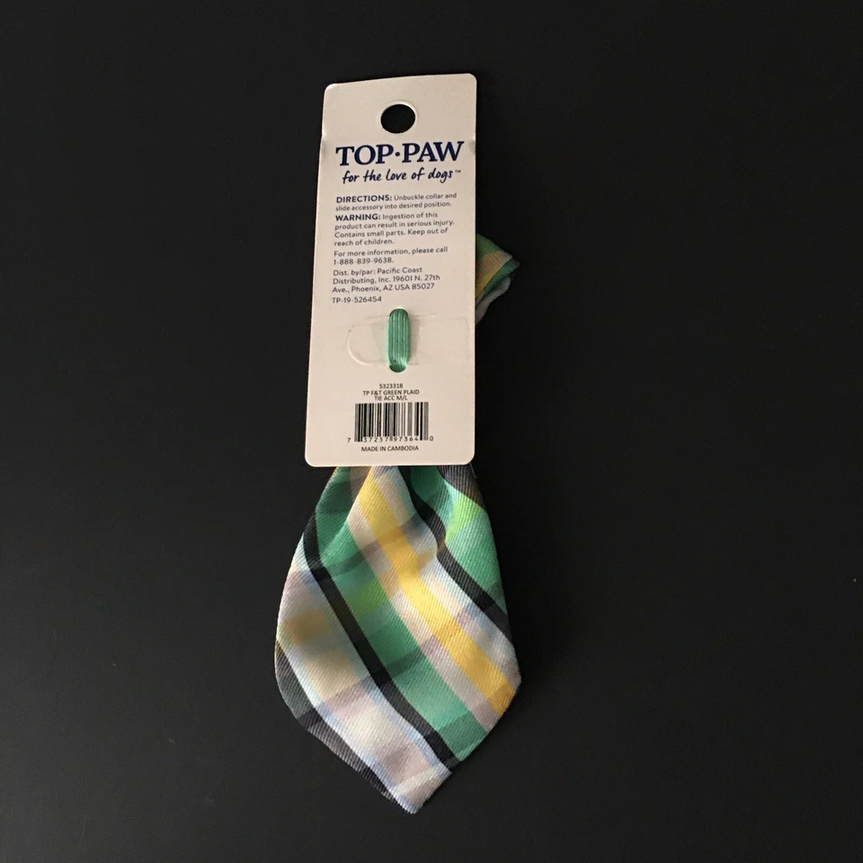 Corbata a Cuadros Verde Deslizable Top Paw Dog Collar Talla M/L Mediana/Grande Foto 3 de 3