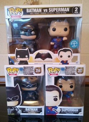 Funko Pop! Batman V Superman 2 Pack & Justice League Batman 204 + Superman 207