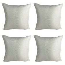 Image of PACK OF 4 - Pearl Cream Zig Zag Cushion Covers 18x18"/45x45cm Modern Quality Zip