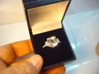 Vintage Superb Large Solid Silver Ring with Real Sparkling White Quartz - Size R