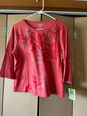 Breckenridge Size  PM  Petite Medium Sequins Shirt Short Sleeve NEW WITH TAGS
