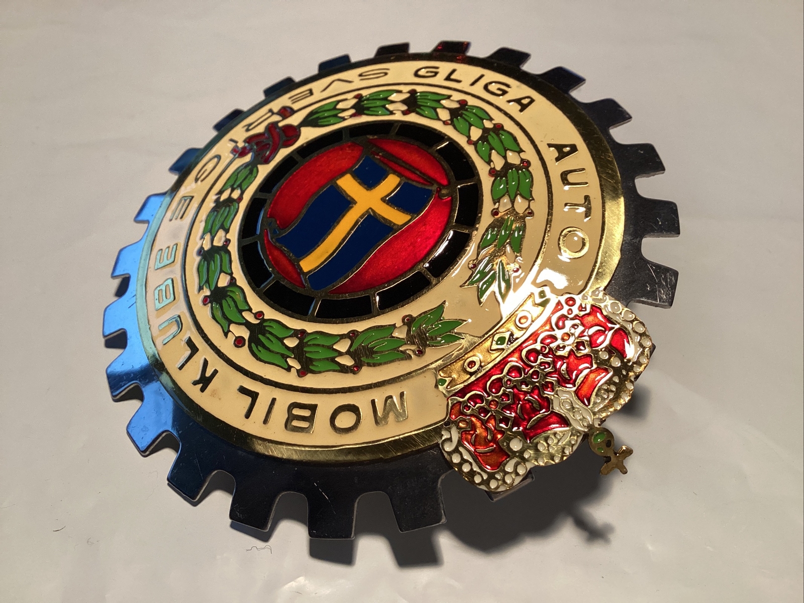 Vintage Gliga Auto Mobil Klube Sverige Car Club Grille Badge Mint
