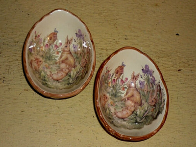 2 Easter Treasures ' MAMA RABBIT & BUNNIES ' side bowls by Cracker ...