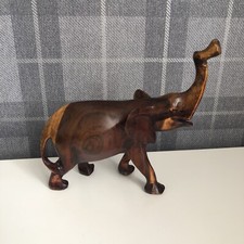 African Elephant Wood Sculpture Figurine Vintage Hand Carved Wooden READ LISTING