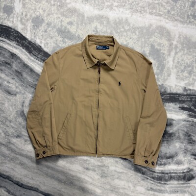 Vintage Ralph Lauren 90er Beige Full Zip Gr. XXL Harrington Bomberjacke