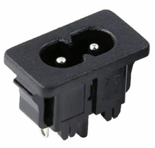 IEC connector C8 female, snap-in IEC installation socket 250V/2A