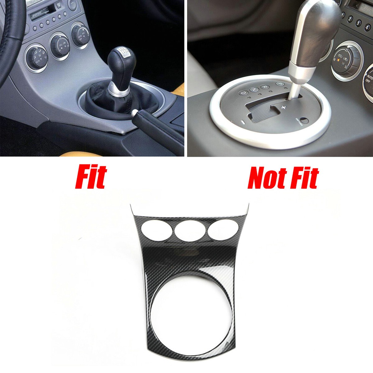 Manual Gear Shift Box Panel Cover Trim Carbon Fiber For 03-05