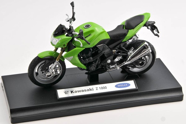 Blitz Versand Kawasaki Z 1000 2007 GrüN Green Welly Motorrad Modell 1:18 Neu Ovp-image