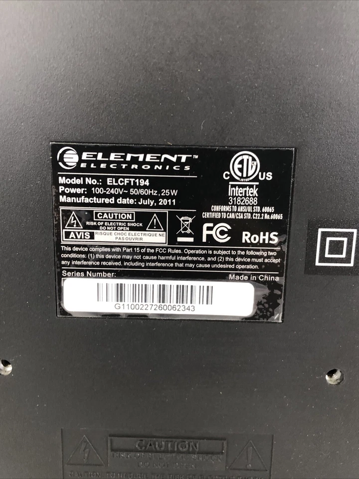 TV LCD HDTV Element 19 polegadas classe 720P 60HZ preta ELCFT194 SEM CONTROLE REMOTO - Imagem 4 de 4