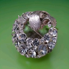 Brooch Pin Wreath Christmas Rhinestone Brooch Pin Christmas Gift Sparkle Jewelry