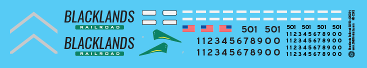HO Scale - Blacklands Railroad SD50 Locomotive Decals