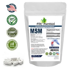 MSM 1000 mg, 60 Veg Capsules  For Joint Health MSM Powder by FDC NUTRITION 