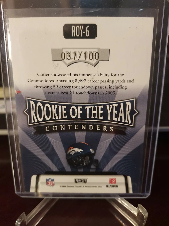 2006 Playoff Contenders of the Year #37/100 Jay Cutler #ROY-6 Rookie - Image 2 of 2
