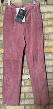 Terry Lewis Women's Genuine Leather Pink Solid Pants Size 4 Regular
