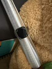 Vintage mens sterling silver balck onyx ring square Stone Size 10